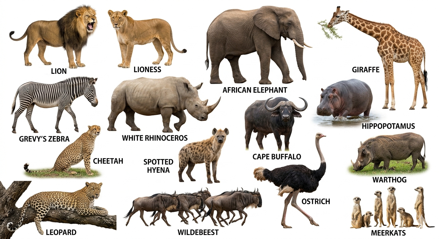 Collage of  Animals to place into Pole Pole