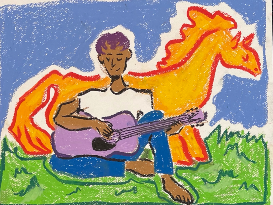 Purple Light, In the canyon, thats where I long to be. With my 3 good companions. My guitar my pony and me